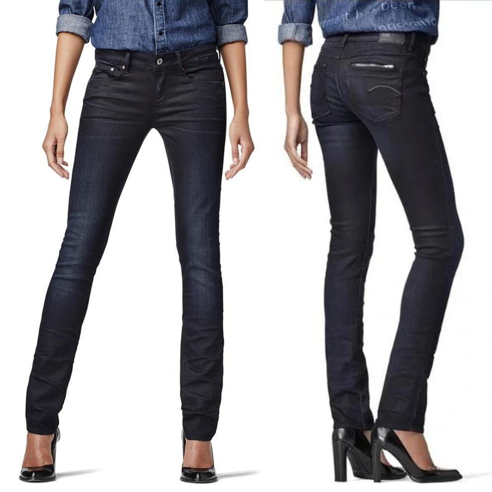G-Star RAW Attacc Dark Wash Mid Rise Straight Leg Everyday Going Out Jeans